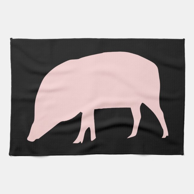 Toalla de cocina de cerdo rosa (Horizontal)