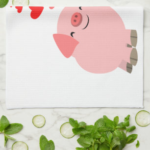 Toalla de cocina de cerdos de dibujos animados lin