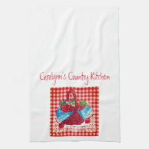 Toalla de cocina de cesta roja de cerezas por arti