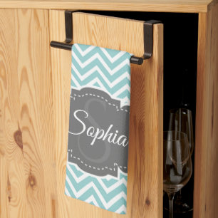 Toalla de cocina de Chevron verde azulada