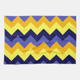 Toalla de cocina de Chevrons dorados amarillos azu