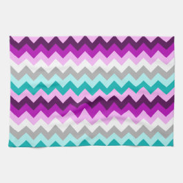 Toalla de cocina de Chevrons Verde azulados morado
