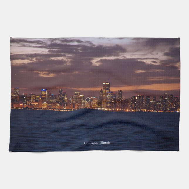 Toalla de cocina de Chicago Skyline (Horizontal)