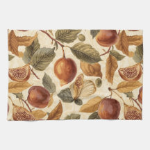 Toalla de cocina de ciruelas y hojas de higo exube