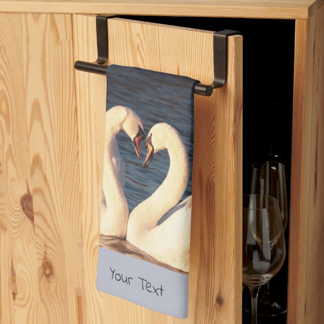 Toalla de cocina de cisnes blancos (Pliegue de tercios)