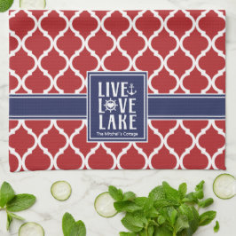 Toalla de cocina de cita de amor vivo lago náutico