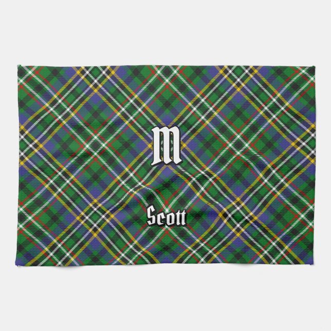 Toalla de cocina de Clan Scott Green Tartan (Horizontal)
