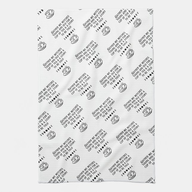 Toalla de cocina de cocción de té blanco de bruja  (Vertical)