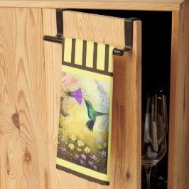 Toalla de cocina de colibríes amarillos y marrones