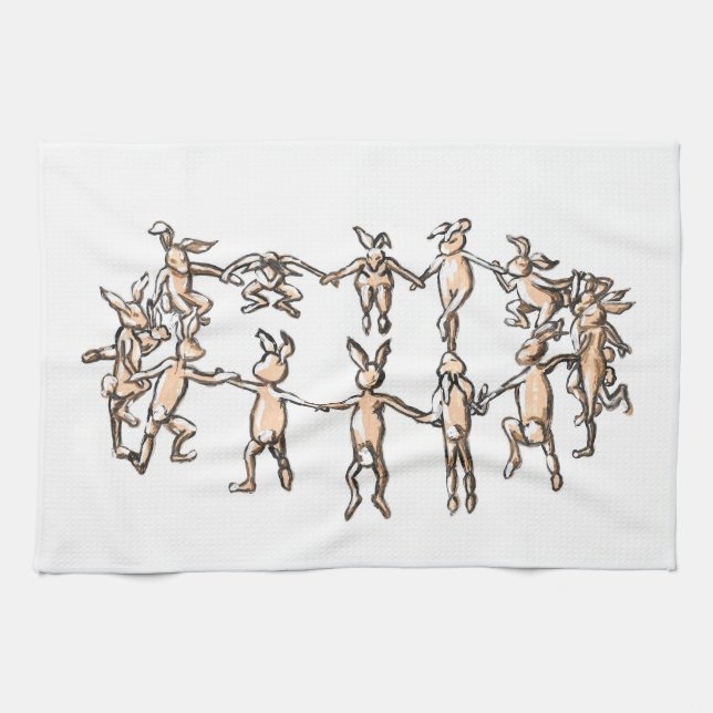 toalla de cocina de conejillos de baile (Horizontal)