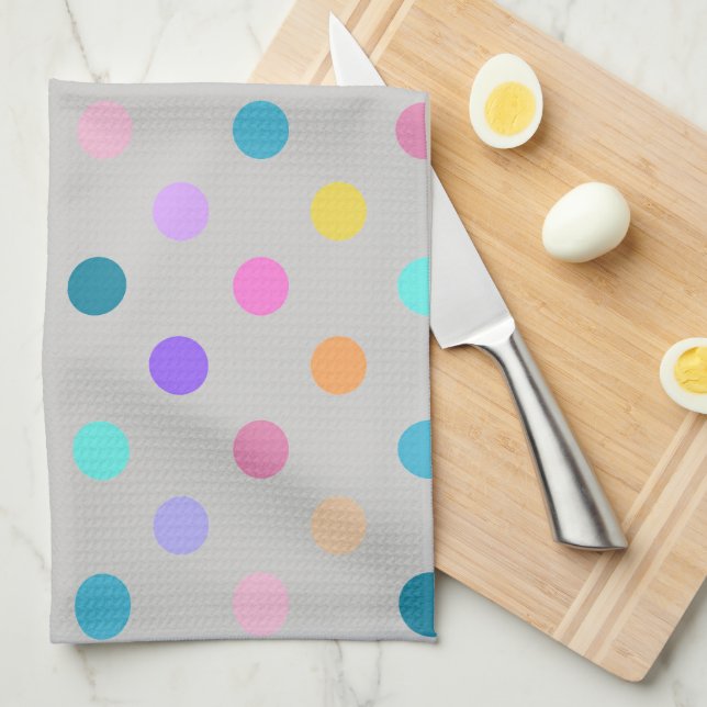 toalla de cocina de confetti polka de color gris (Doblado Cuarto)