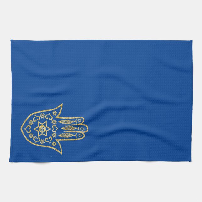 Toalla de cocina de contorno de Hamsa Gold (Horizontal)
