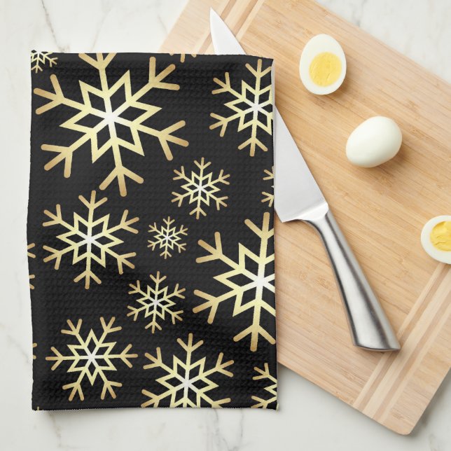 Toalla de cocina de copos de nieve para Navidades  (Doblado Cuarto)