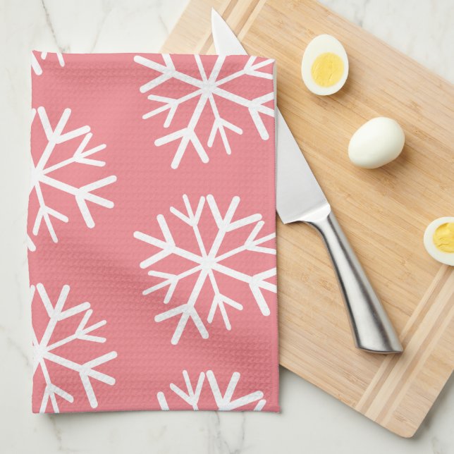 Toalla de cocina de copos de nieve patrón simple d (Doblado Cuarto)