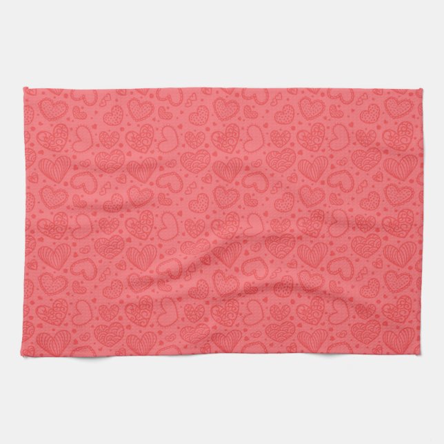 Toalla de cocina de corazón rojo (Horizontal)