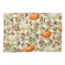 Toalla de cocina de cuadros de calabaza de otoño d