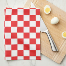 Toalla de cocina de cuadros rojos y blancos