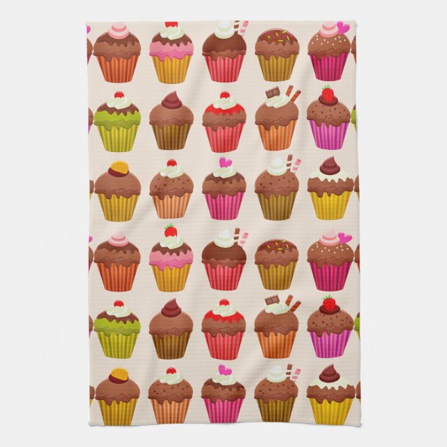 toalla de cocina de cupcakes (Vertical)