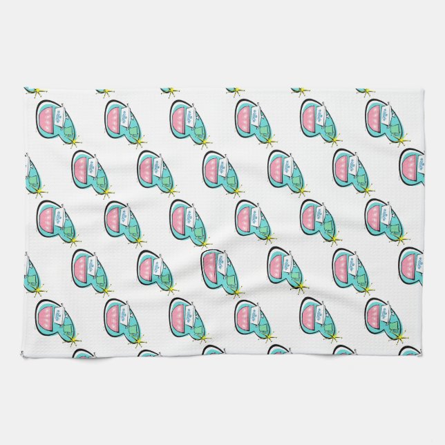 Toalla de cocina de diseño de vajilla atómica (Horizontal)