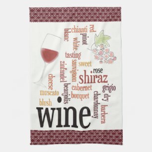 Toalla de cocina de diseño en nube de Word Wine