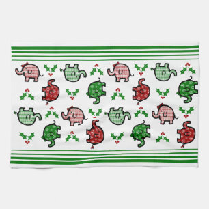 Toalla de cocina de elefante de Navidad