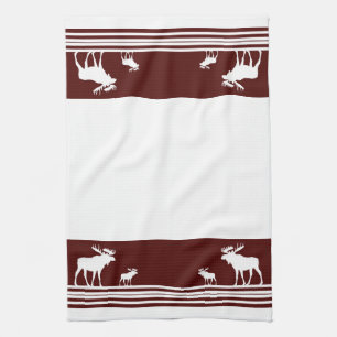 Toalla de cocina de estampado de alce de marrón rú