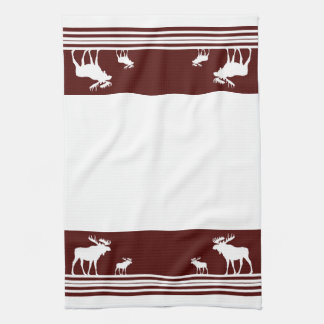 Toalla de cocina de estampado de alce de marrón rú