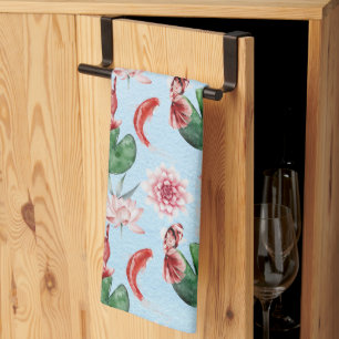 Toalla de cocina de estanque de color azul claro K