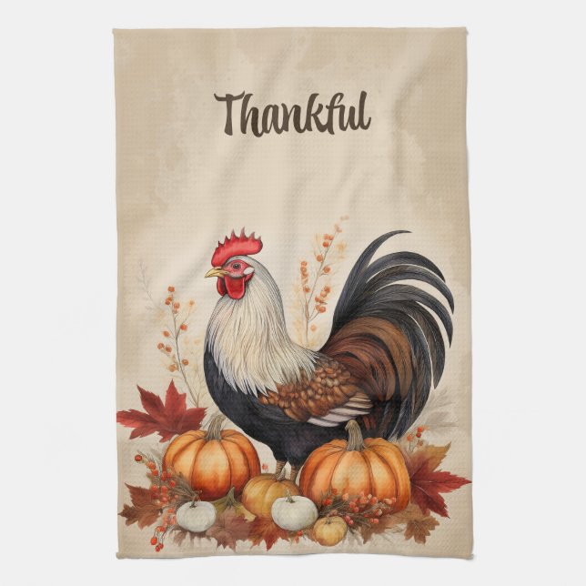 Toalla de cocina de Fall Harverst Rooster (Vertical)