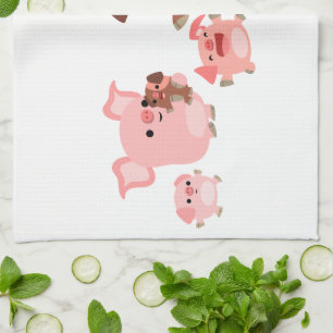 Toalla de cocina de familia de cerdito de dibujos 