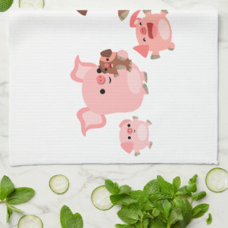 Toalla de cocina de familia de cerdito de dibujos