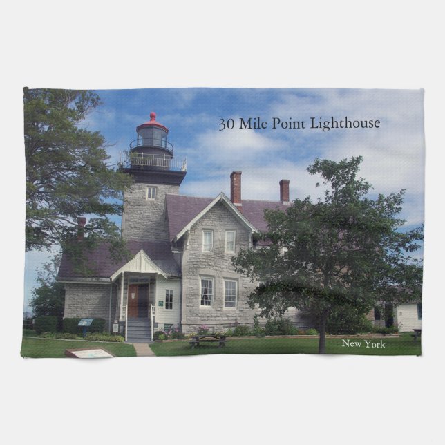Toalla de cocina de faro de 30 Mile Point (Horizontal)