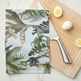 Toalla de cocina de fauna y flora de la selva trop