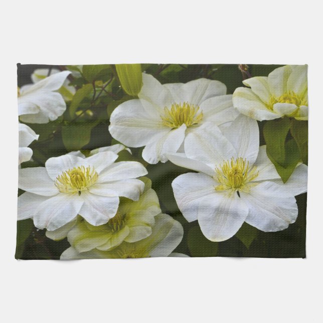 Toalla de cocina de flor blanca (Horizontal)