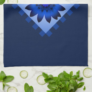 Toalla de cocina de flor de margarita azul oscuro