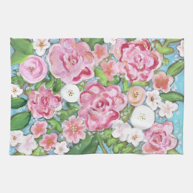 Toalla de cocina de floral rosa de primavera flore (Horizontal)