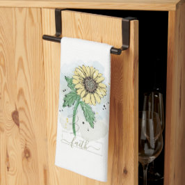 Toalla de cocina de flores acuarela amarilla Fe