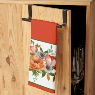 Toalla de cocina de flores de acuarela suave