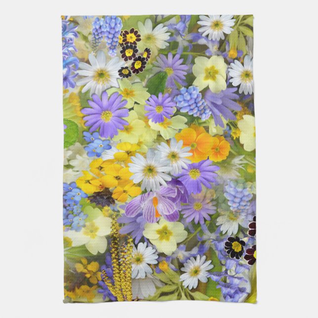 toalla de cocina de flores de primavera (Vertical)