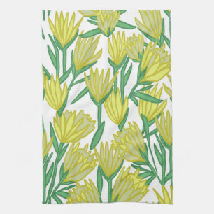 Toalla de cocina de flores de protea amarillas