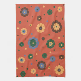 Toalla de cocina de flores retro