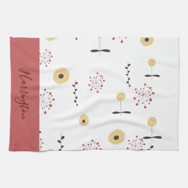 Toalla de cocina de flores silvestres personalizad (Horizontal)