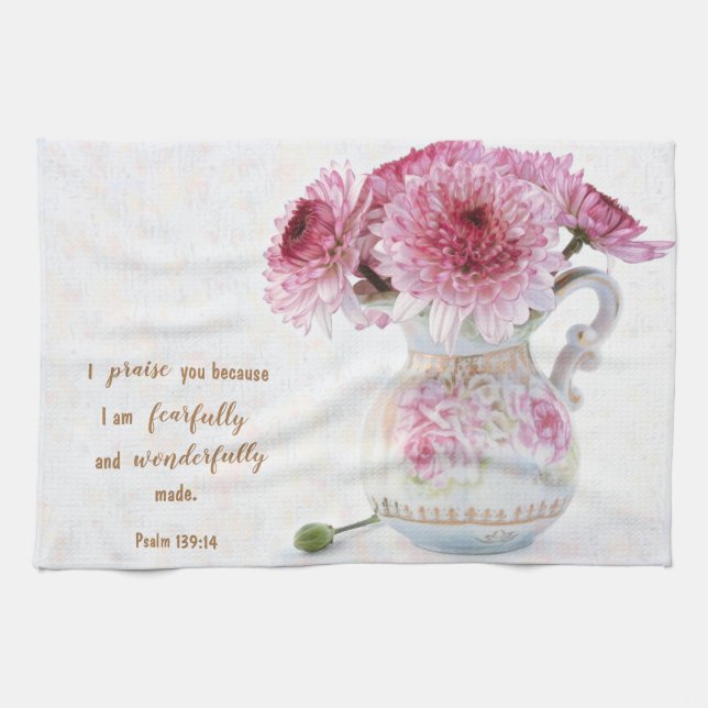 Toalla de cocina de flores y escrituras (Horizontal)
