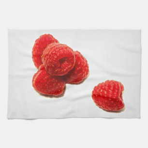 Toalla de cocina de frambuesas rojas maduras