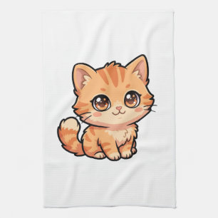 Toalla de cocina de gatito atigrado naranja lindo