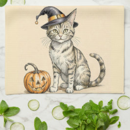 Toalla de cocina de gatito caprichoso de Halloween