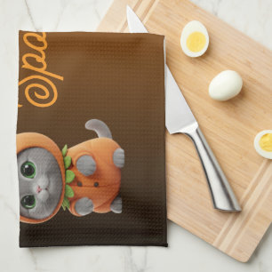 Toalla de cocina de gatito de Halloween lindo y es