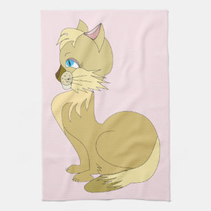 Toalla de cocina de gato con ojos azules - Persona