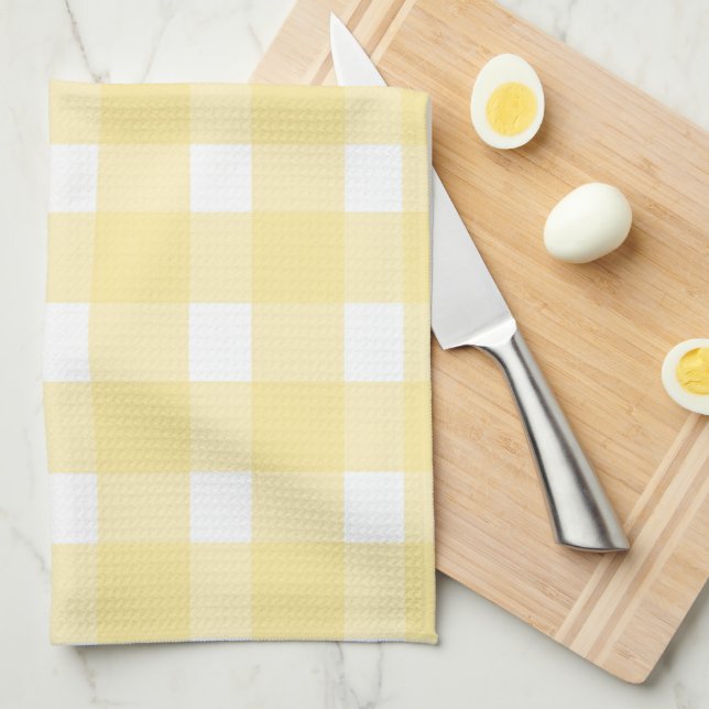 Toalla de cocina de gingham amarillo (Doblado Cuarto)