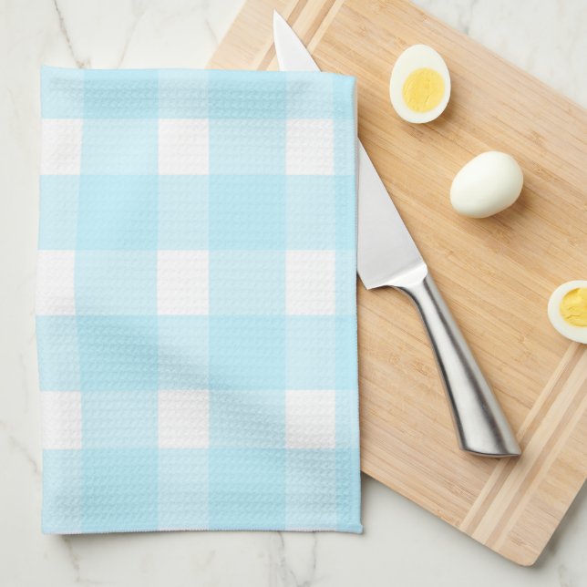 Toalla de cocina de gingham azul (Doblado Cuarto)
